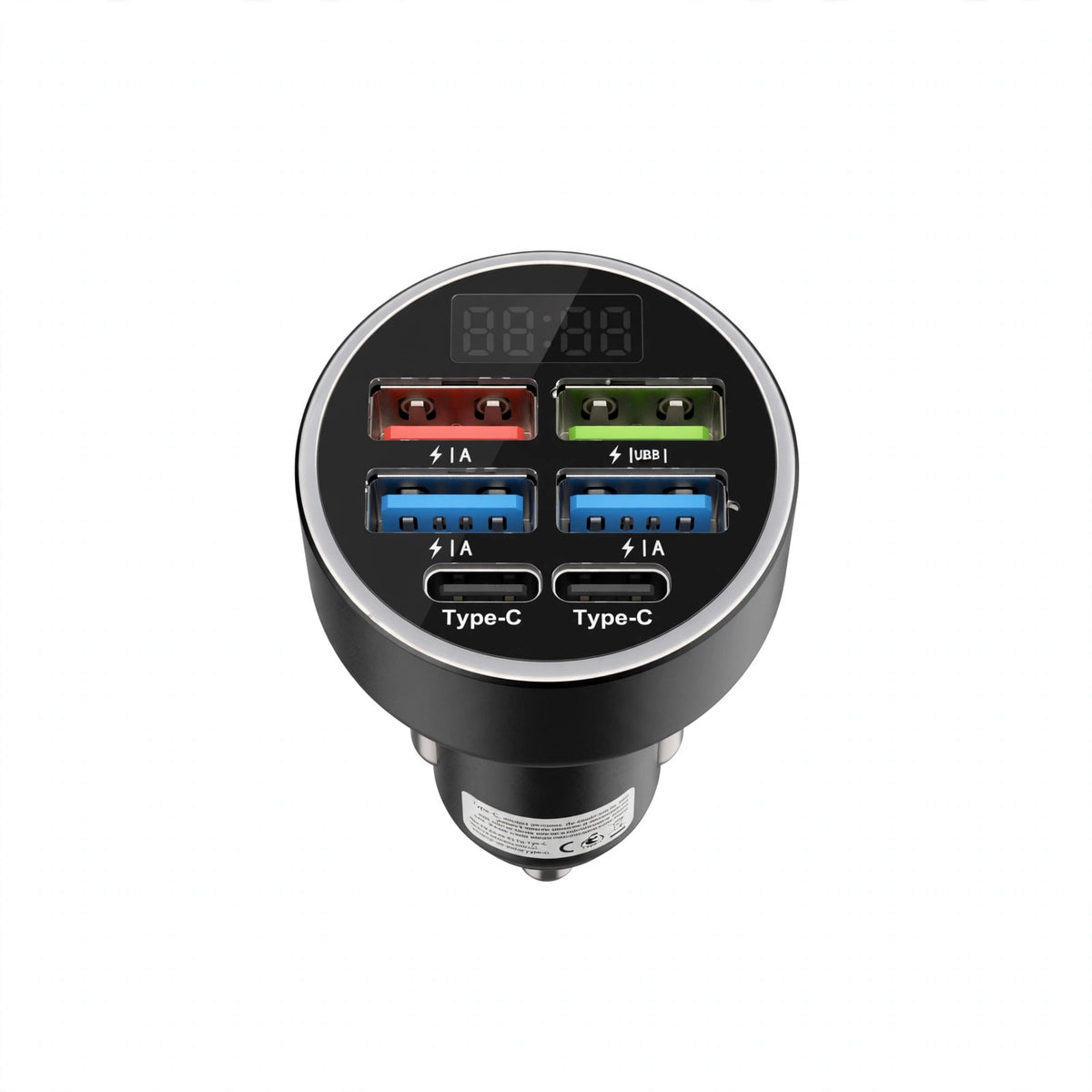 6-in-1 Fast Car Charger with Voltage Display